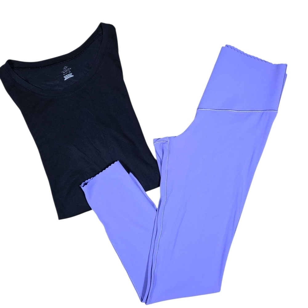 Offline By Aerie Black Long Sleeve Top/S  Offline By Aerie Lavender Leggings/Med